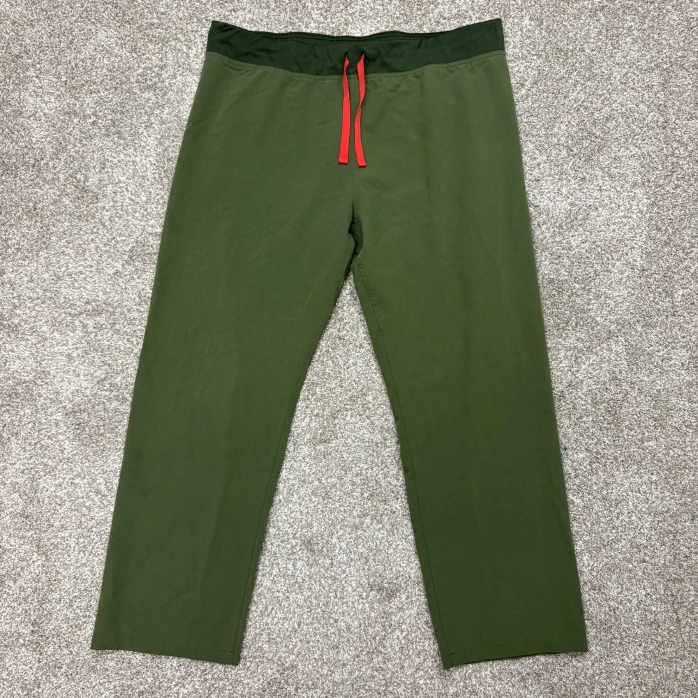 FIGS Pisco Scrub Pants Men's XL Dark Olive Straight Leg Medical Nurse Drawstring